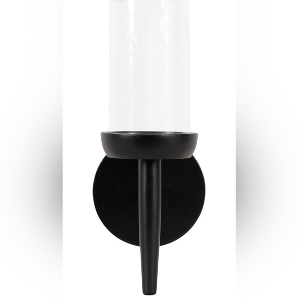 Kate and Laurel Shae Wooden Wall Sconce, 5 × 5 x 13, Black Candle Holder, New - Picture 6 of 10